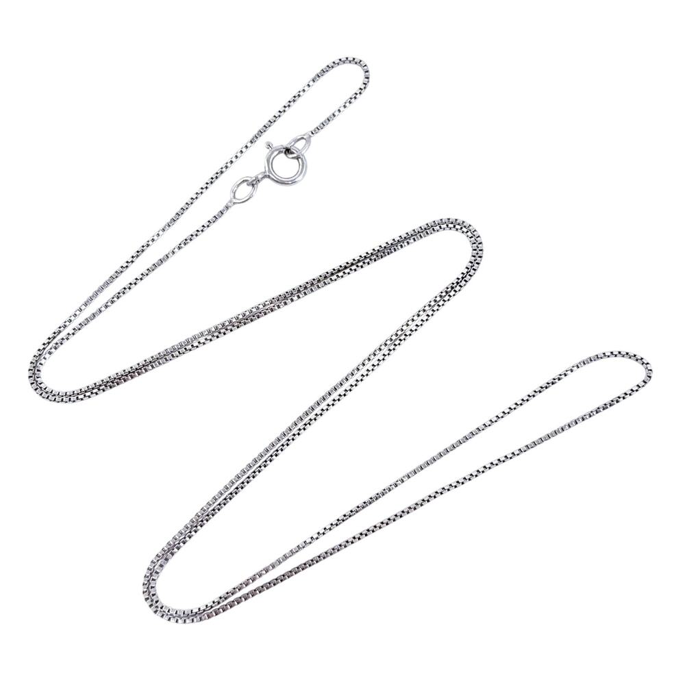 Estate Sterling Silver 925 0.7mm Box Chain Necklace 18"